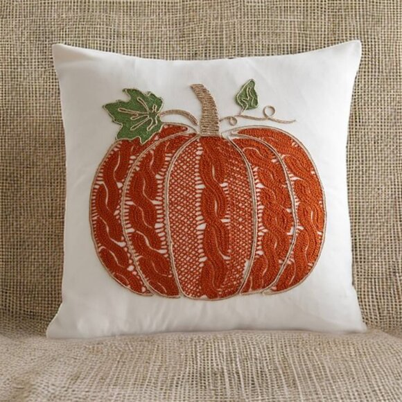 Pumpkin Pillow Cover Fall Decor Accent Thanksgiving Cottage Farmhouse Throw Case - Picture 1 of 14